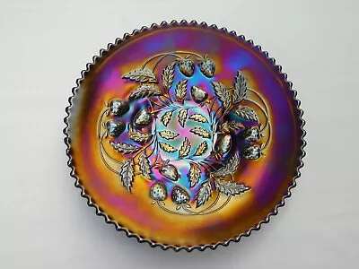 Buy Northwood Strawberry ~ Purple Carnival Glass Plate ~ Great Color And Iridescence • 37.23£