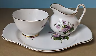 Buy Staffordshire England Sutherland Fine Bone China Creamer Sugar Bowl Plate Set  • 37.23£