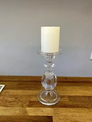 Buy Heavy Hand Blown Solid Glass Bubble Candle Holder Pillar Stand 10 Inch • 18£