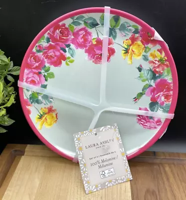 Buy LAURA ASHLEY Melamine Pink & Yellow Roses 8  Salad Plates (SET OF 4) NEW • 25.15£