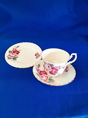 Buy Stunning Vintage Queen Anne China Trio Pink Roses Romantic Beautiful  • 4.95£