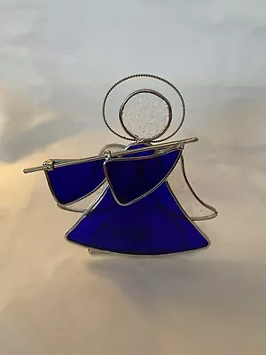Buy Stained Glass Angel Tabletop Sun Catcher Tea Light Candle Holder Flute • 12.10£
