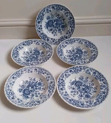 Buy 5 Ridgway Ironstone Blue & White Clifton Soup Bowls • 30£