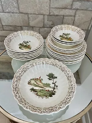 Buy Vintage American Limoges Chateau France 22K Gold Filigree 21 Piece China Set • 46.59£