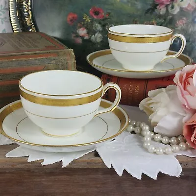Buy Minton Gold Banded Raised Greek Key Gilding Cup Saucer X 2 • 19.99£