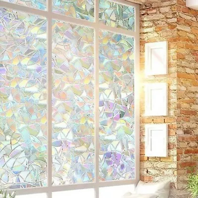 Buy 3D Rainbow Window Film Privacy Stained Glass Static Cling Sticker Frosted 200cm • 11.95£