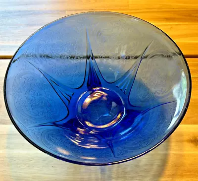 Buy Hazel Atlas Cobalt Blue Royal Lace 10  Bowl Depression Glass, FOOTED, Vintage • 21.43£