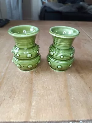 Buy Pair Of Vintage Sylvac Small Green Posy Vases 3* Tall  VGC • 12£