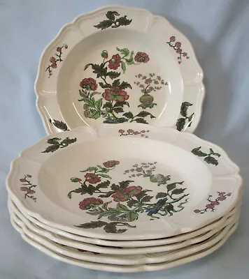 Buy Wedgwood Queen Charlotte Shaped Mandarin Rimmed Soup Or Salad Bowl Set Of 6 • 45.56£