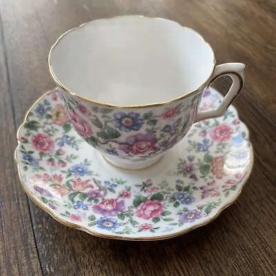 Buy Fine Bone China Crown Staffordshire  England Floral Teacup Tea Cup And Saucer • 17.71£