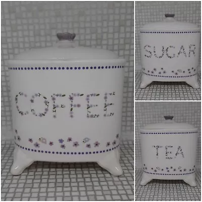 Buy NEXT Set Of 3 Imogen Ditsy Floral Footed Storage Jars Canisters Sugar Tea Coffee • 19.99£