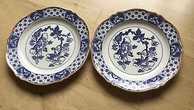 Buy 2  X Vintage Stanley Woods Ware 1930’s Blue & White Dinner Plates 25.5cm (10”) • 16£