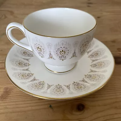 Buy Wedgwood Medina White Bone China Footed Tea Cup And Saucer Grey/Beige Set • 12.99£