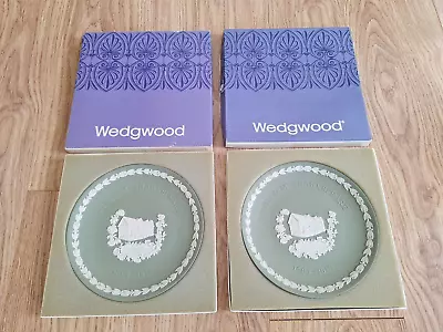 Buy Vintage Wedgewood Jasperware Sage Green Plates With Original Boxes • 10£
