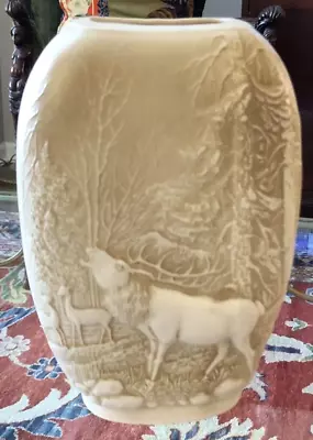 Buy Handsome Royal Porcelain Bavaria KPM Bisque Vase Woodland Elk Scene 9.5  • 32.67£