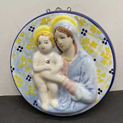 Buy Luca Della Robbia-Madonna Holy Mother & Baby Jesus Majolica Plaque Italy~6” HTF • 45.66£