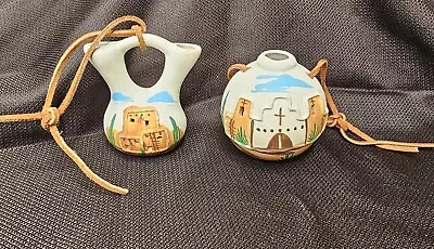 Buy Southwestern Desert Pottery Ornaments Lot 2 Mexican Clay Handpainted Art On Pots • 23.29£