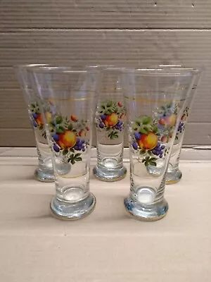 Buy 5 Vintage Mid Century Tall Lager Beer Glasses 1950's / 1960's Fruit Retro • 35£