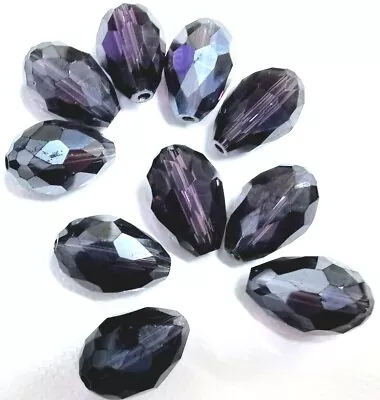 Buy 10 Large Crystal Briolette Drops 15 X 10mm Friendship/Birthstone  Deep Amethyst • 1.99£