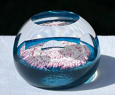 Buy Caithness Whitefriars 1985 Pink Millefiori Blue Faceted Butterfly Paperweight • 93.36£