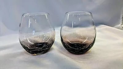 Buy PIER 1  CRACKLE  STEMLESS WINE Amethyst Pair • 27.96£