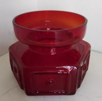 Buy Dartington Glass Rare Flame Red FT88 Hexagonal  Candle Holder Frank Thrower 1969 • 40£