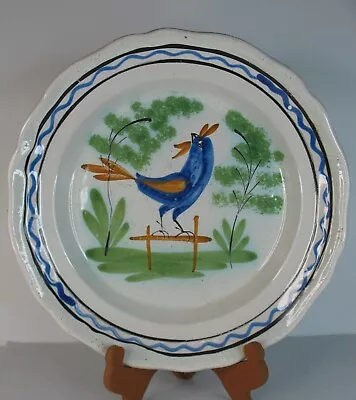 Buy French Faience Rooster Large Plate 19th C  12  Hand Painted Deep Platter Quimper • 66.47£