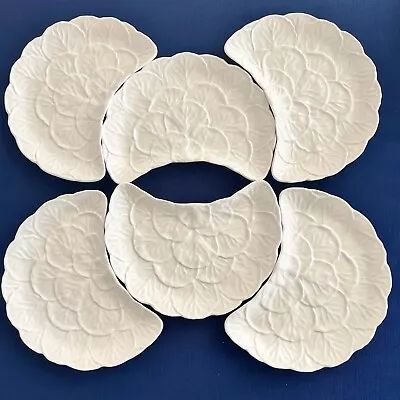 Buy Wedgwood Countryware Crescent Shaped Plate White Bone China Cabbage Leaves, 6ps. • 55£