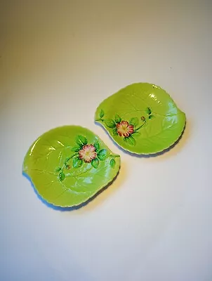 Buy 2 X Carlton Ware Australian Design Wild Rose Leaf Shaped Jam Butter Dishes • 12£