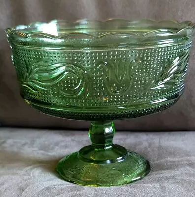 Buy Vintage Green Glass E. O. Brody Co. Cleveland Green Pedestal Compote Bowl M6000 • 9.32£