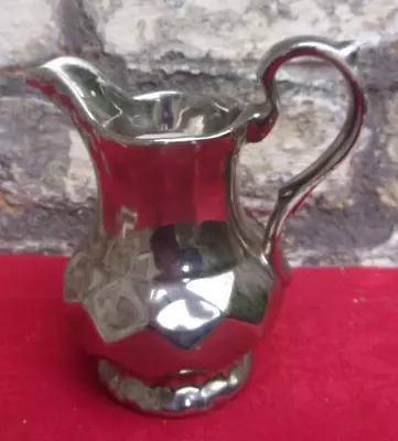 Buy Vintage Wade Silver Lustre Ceramic Jug. Mirror Finish. Footed. Faceted Centre • 7.95£