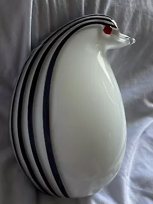 Buy Murano  Style Art Glass Penguin Figurine Decor, BLACK STRIPE 7” Paperweight • 18.59£