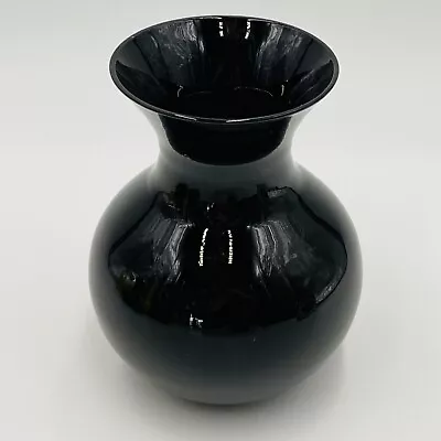 Buy Vintage Black (amethyst) Small Glass Vase 4.75” Tall X 3.75” Wide Gothic • 13.98£
