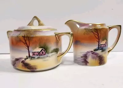 Buy Gorgeous Tropical Vtg Hand Painted Noritake Sugar Bowl W Lid And Creamer Japan • 13.97£