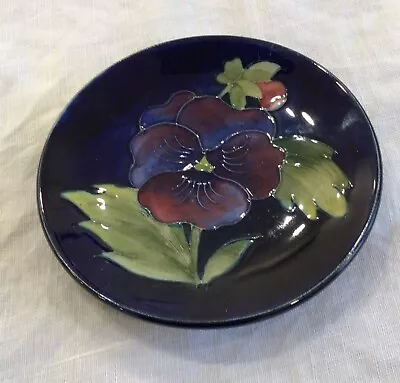 Buy MOORCROFT POTTERY - Cobalt Pansy Pattern - Pin Dish Small Plate • 46.59£