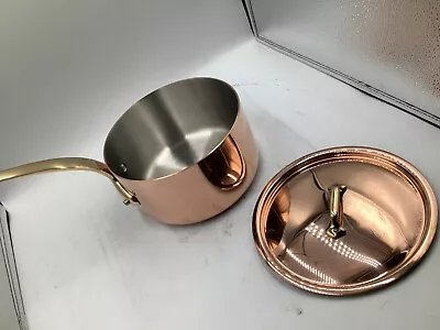 Buy Mauviel M'200B 2mm Copper Sauce Pan With Lid & Brass Handle, 3.3-Qt • 254.99£