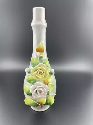 Buy Antique Green Luster Elfinware Perfume Bottle With Roses GERMANY • 26.09£