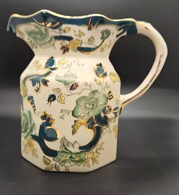 Buy Vintage Mason's Ironstone Hand Painted Chartreuse 22 Carat Gold Large Water Jug • 17.99£