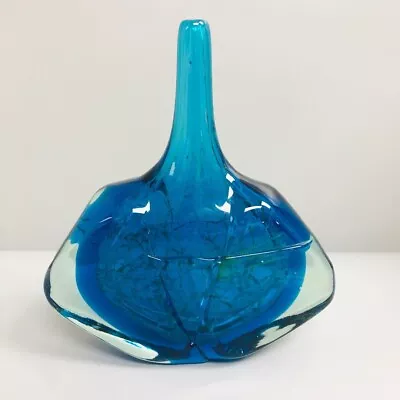 Buy Mdina Malta Angle Fish Art Glass Vase 24cm Blue Collectable Stunning -CP  • 51£
