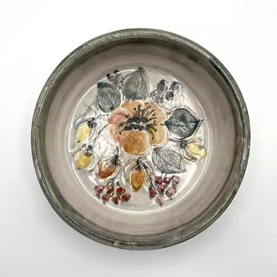 Buy Vintage 1970s Cleo Hay Pottery Incised Floral Berry Bowl Serving Dish • 55£