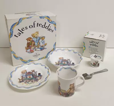 Buy Queens Fine Bone China Tales Of Teddies 3pc Dinner Set Egg Cup & Spoon Childrens • 15£