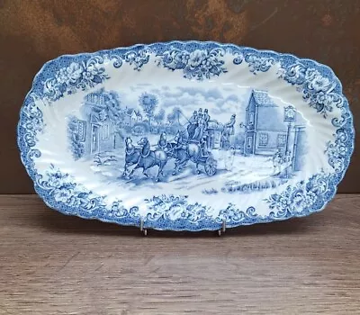 Buy Vintage Johnson Brothers Coaching Scenes Blue Sandwich Tray Serving Platter • 18£