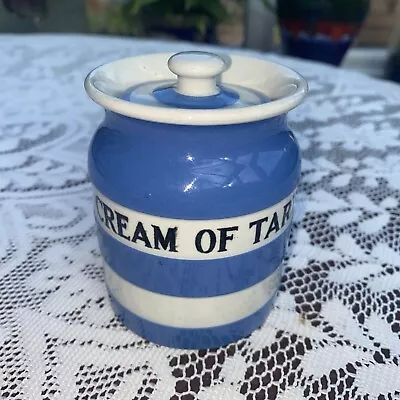 Buy T G Green Cornishware Cream Of Tartar Spice Jar 3 1/2  Tall Blue & White Vintage • 59.99£