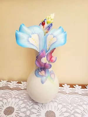 Buy Franz Porcelain Large Blooming Bluebonnets Ladybird Vase FZ02250 • 170£
