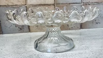 Buy Vintage Clear 60s Pressed Glass Cake Stand Fruit Bowl Footed Pedestal Gorgeous • 6£