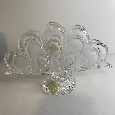 Buy Vintage  Bohemian Glass Footed Napkin Holder Frosted Fan Drape Crystal • 23.76£