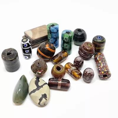Buy Glass Trade Beads MOP & Agate Millefiori Art Glass DZI Pottery Bead • 14.91£