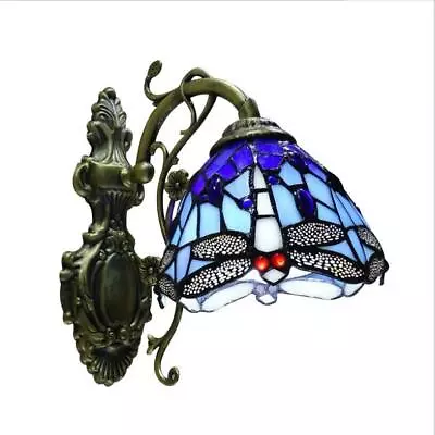 Buy Tiffany Style Stained Glass Wall Sconce Dragonfly Wall Lamp Vintage Light Decor • 49.99£