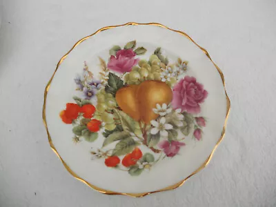 Buy FENTON English Bone China Small Trinket Pin Dish Plate. Pears Grapes Flower 12cm • 5£