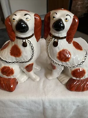 Buy Lovely Pair Of Vintage Staffordshire Pottery Red & White Dogs • 40£